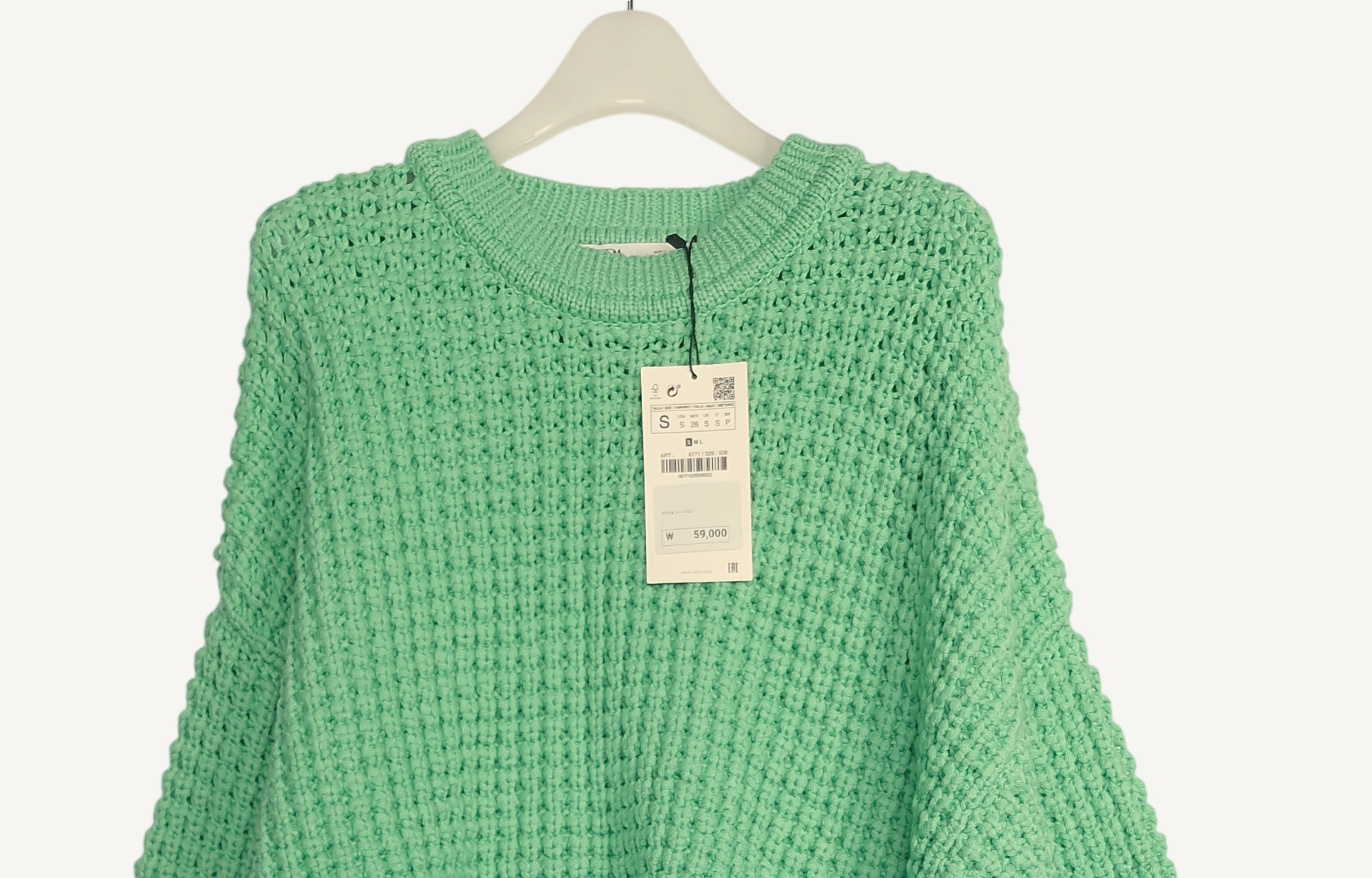 자라 ZARA 연두색 니트 EUR S (새상품)