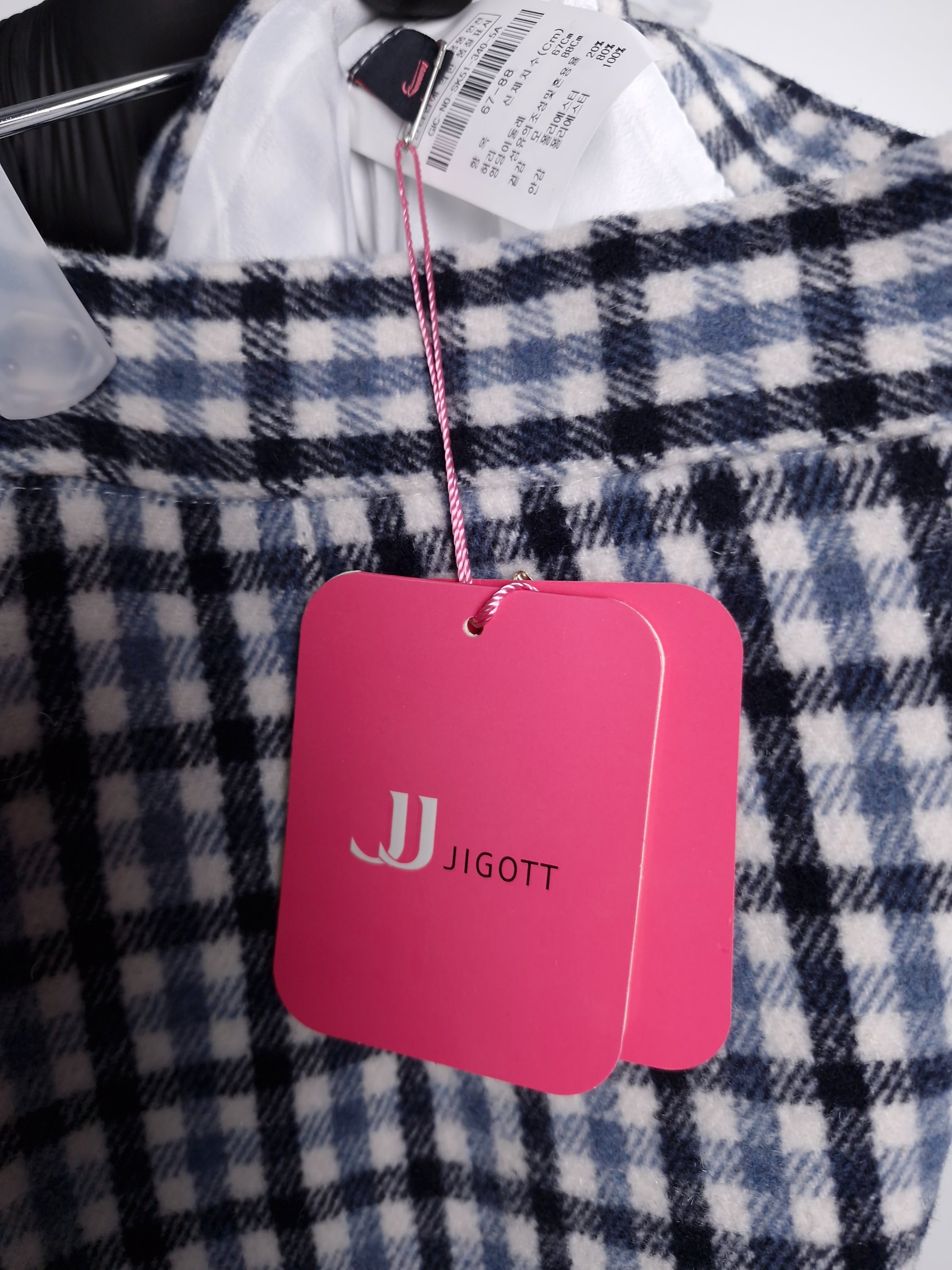 JJ-RO JJ 지고트 제이제이지고트 JJ JIGOTT 블루 체크 울 미디 치마 67-88 (새상품)